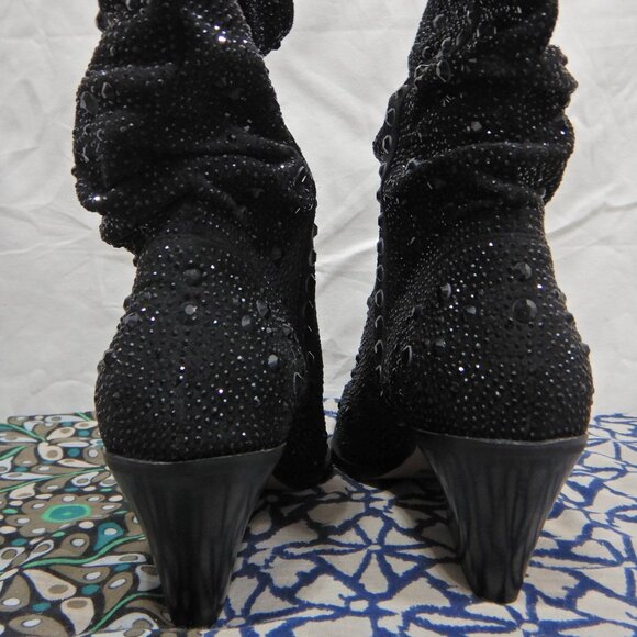 Jessica Simpson "Zellya" Short Black Rhinestone Slouch Western Boots - Picture 6 of 15